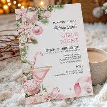 Invitación elegante rosa para noche de chicas en N