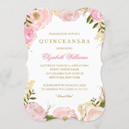Invitación Elegante Rosa para Quinceañera