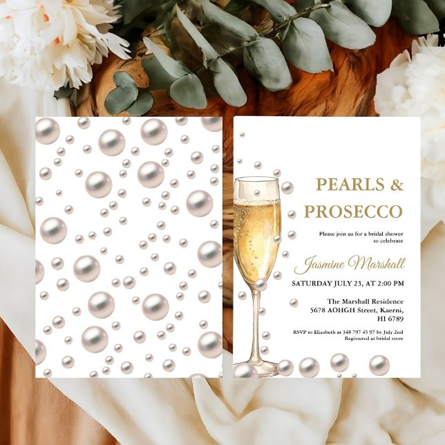Invitación Elegante Rosa Perlas de Oro y ducha de novia Prose (Subido por el creador)