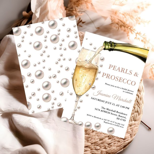 Invitación Elegante Rosa Perlas de Oro y ducha de novia Prose (Subido por el creador)