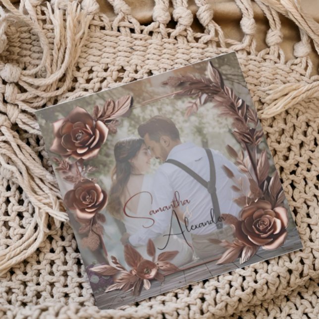 Invitación Elegante Rosa Personalizado de oro foto lujoso Bod (Subido por el creador)