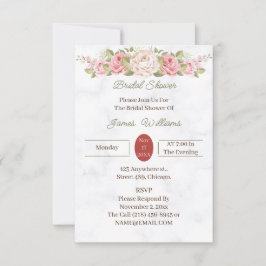 Invitación Elegante Rosa Personalizado Flor Ducha Bridal