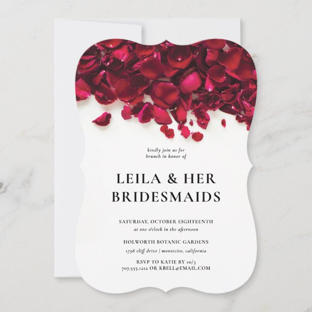Invitación Elegante Rosa Petals Bridesmaids Brunch (Anverso)