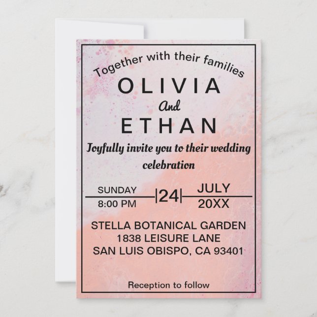 Invitación Elegante Rosa Polvorienta Boda Abstracta Rústica (Anverso)