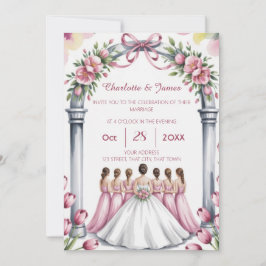 Invitación Elegante Rosa Polvorienta Floral Moderno de Boda