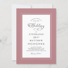Invitación Elegante Rosa Polvoriento Boda Caligrafía Moderna
