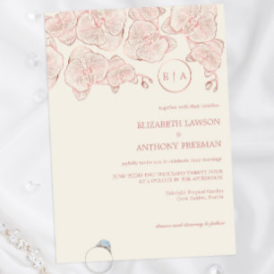 Invitación Elegante Rosa polvoriento Boda de esbozo de orquíd