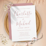 Invitación Elegante Rosa polvoriento Boda de guiones de firma<br><div class="desc">Con nombres de estilo característico,  esta elegante invitación a la boda se puede personalizar con su información en moda con letras de rosa polvorientas. Diseñado por Thisisnotme©</div>