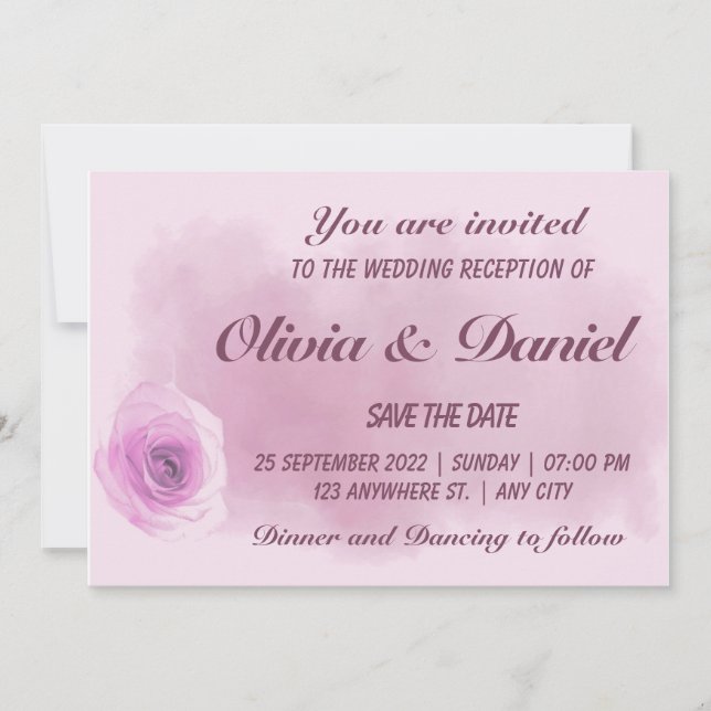 Invitación Elegante rosa polvoriento  boda floral (Anverso)