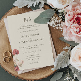 Invitación Elegante Rosa polvoriento Boho Monogrammed Boda