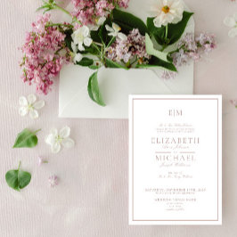 Invitación Elegante Rosa Polvoriento Clásico Script Monograma
