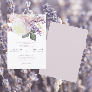 Invitación Elegante Rosa Polvoriento Floral Sin Padres Boda
