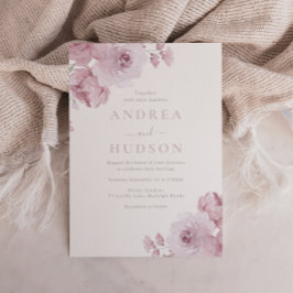 Invitación Elegante Rosa polvoriento Mauve Rubor Boda Floral