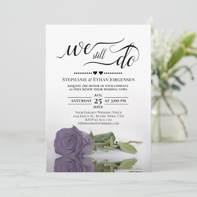 Invitación Elegante Rosa Polvoriento Morado Seguimos Jurando  (Anverso de pie)