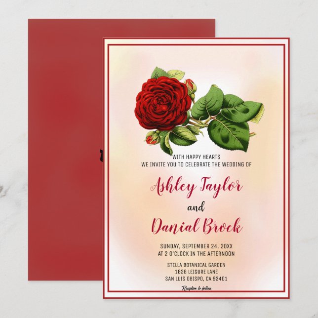 Invitación Elegante rosa polvoriento rosa floral Boda (Anverso / Reverso)