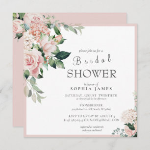 Invitación Elegante Rosa polvoriento Rubor Peony Bridal Showe