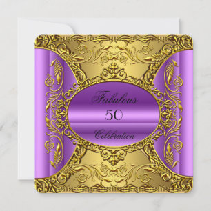 Invitación Elegante Rosa Púrpura Dorado Elite Fabuloso 50º