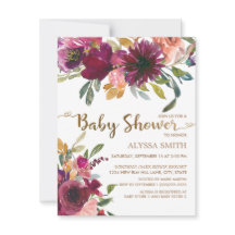 Elegante Rosa Púrpura Dorado Floral Escritura Baby