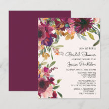 Elegante Rosa Púrpura Oro Floral Ducha de Novia