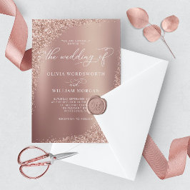 Invitación Elegante Rosa Purpurina de guión Boda