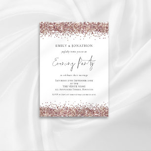 Invitación Elegante Rosa Purpurina de oro Boda de noche Fiest