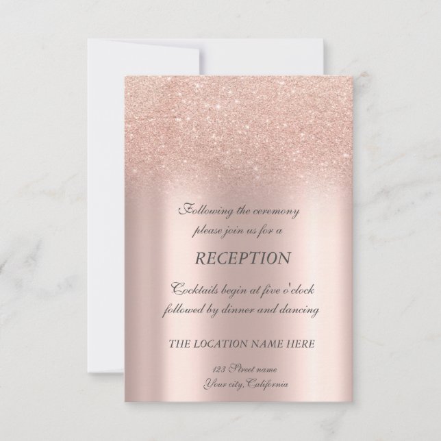 Invitación Elegante Rosa Purpurina de oro Bokeh Wedding (Anverso)