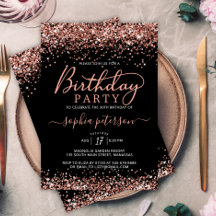 Elegante Rosa Purpurina de Oro Cualquier Edad Naci