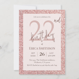 Invitación Elegante Rosa Purpurina de oro moderno cumpleaños 