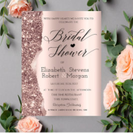 Invitación Elegante Rosa Purpurina de oro Script Bridal Showe