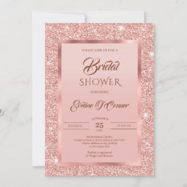 Invitación Elegante rosa purpurina de oro y Relieve metalizad