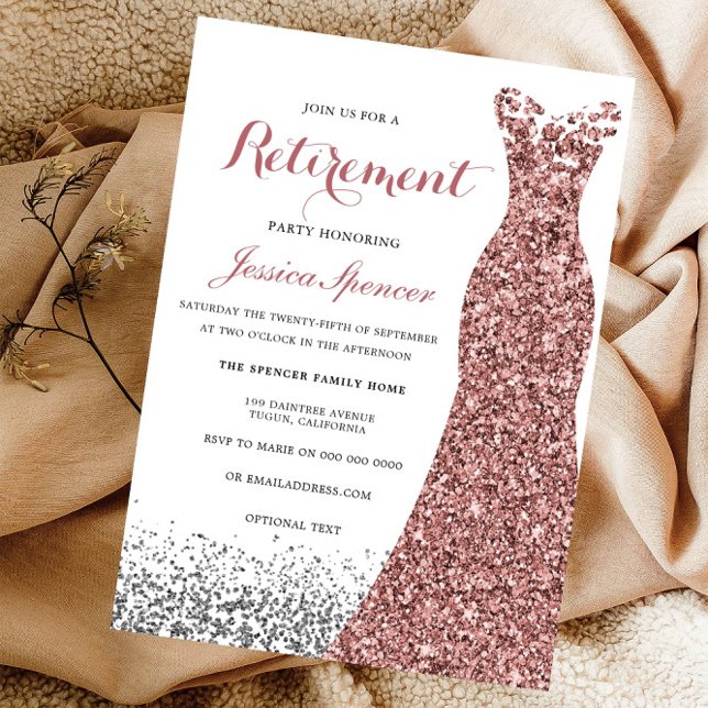 Invitación Elegante Rosa Purpurina Fiesta de retiro de ropa d (Subido por el creador)