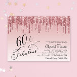 Invitación Elegante Rosa Purpurina Rosa de Oro Fiesta de cump<br><div class="desc">Elegante y moda 60ª invitación a la fiesta de cumpleaños con "60 & Fabulous" escrito en elegante escritura de caligrafía sobre un fondo rosa oscuro,  con goteos en purpurina de imitación de oro rosa y rosa.</div>