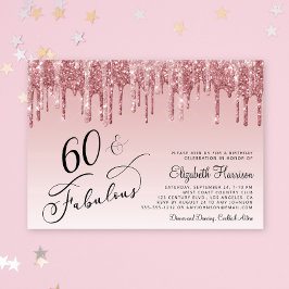 Invitación Elegante Rosa Purpurina Rosa de Oro Fiesta de cump