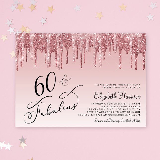Invitación Elegante Rosa Purpurina Rosa de Oro Fiesta de cump (Celebrate her 50 years of sparkle with an elegant pink glitter birthday party invitation  🎉 🎂 🥂)