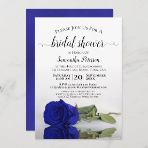Invitación Elegante Rosa Real Azul Romántico Ducha Bridal