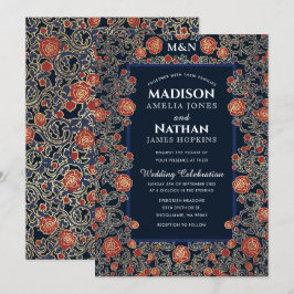 Invitación Elegante Rosa Relieve metalizado dorado victoriano