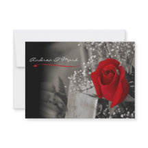 Elegante Rosa Roja Boda en Negro y Blanco