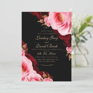 Invitación Elegante Rosa Roja Moderna Divina Boda