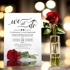 Invitación Elegante Rosa Roja Seguimos Haciendo Renovación De