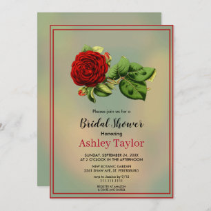 Invitación Elegante rosa rojo burdeos floral Bridal Shower