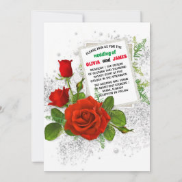Invitación Elegante Rosa Rojo Romántico Boda Floral