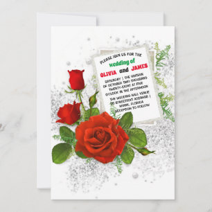 Invitación Elegante Rosa Rojo Romántico Boda Floral