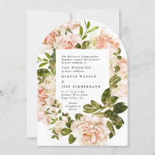 Invitación Elegante Rosa Romance Watercolor Arco Boda