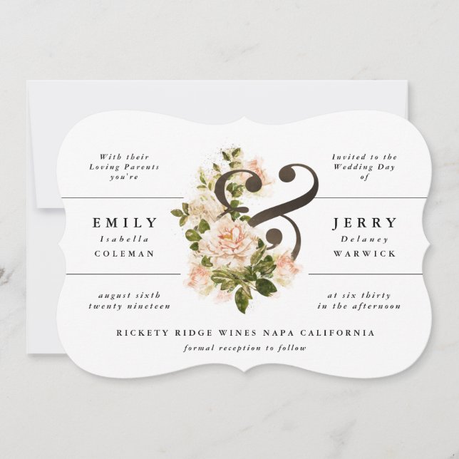 Invitación Elegante Rosa Romance Watercolor Boda (Anverso)