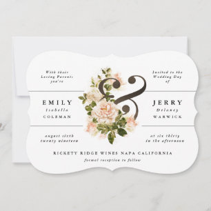 Invitación Elegante Rosa Romance Watercolor Boda