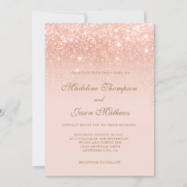 Invitación Elegante Rosa romántico Boda de espuma de oro