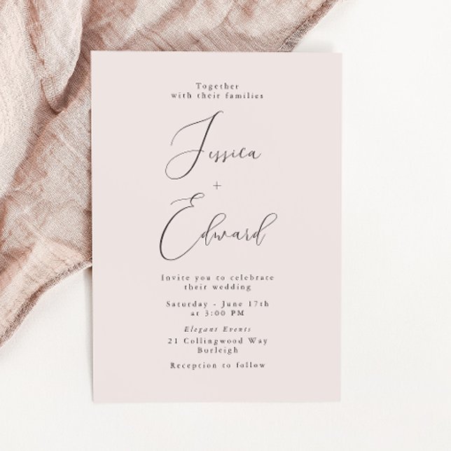 Invitación Elegante Rosa romántico  Boda de guión (Subido por el creador)