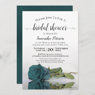 Invitación Elegante Rosa romántico Verde azulado ducha de nov
