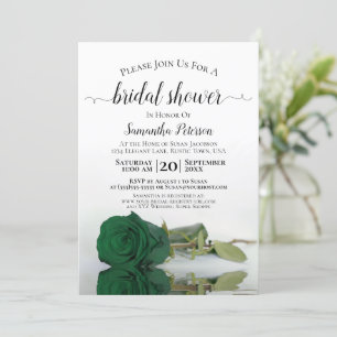 Invitación Elegante Rosa romántico verde esmeralda ducha de n