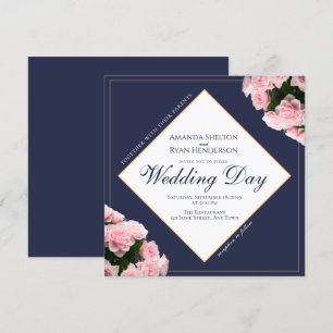 Invitación Elegante rosa rosa Bouquet Flores Florales Boda Fl